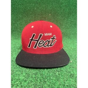 Miami Heat Black and Red SnapBack Mitchell & Ness OSFA Hat Unisex